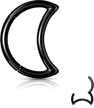 Treuheld® Halbmond Segmentring-Clicker Piercing in 4 Farben [02.] - schwarz