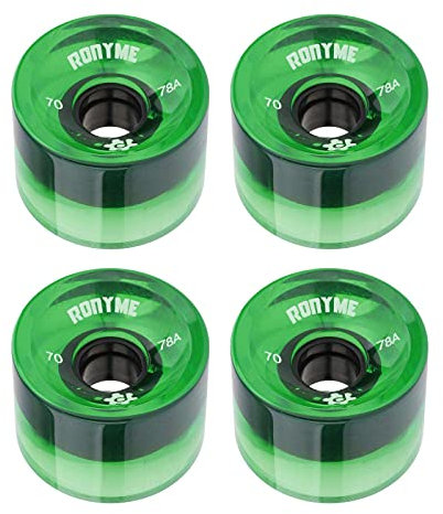 Sharplace 4pcs 70mm Longboard PU Rad Ersatz Skateboard 78A Härte Räder Cruising Wheel ABEC-9 Lager Außenhülle Gehäuse - Grün