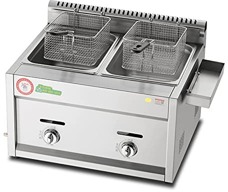 20L Large Capacity Gas Fryer, Stainless Steel LPG Fryer For Home And Commercial, Adjustable Firepower, With Baskets And Lids, For Chips Donuts Fish, Easy Clea