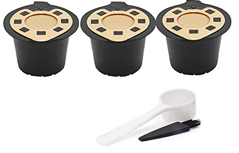 CENPEK 3PCS/Set Reusable Refillable N-e-spresso Coffee Capsule with Plastic Spoon Filter Pod and Brush 20ml Filters Kitchen Dining Bar