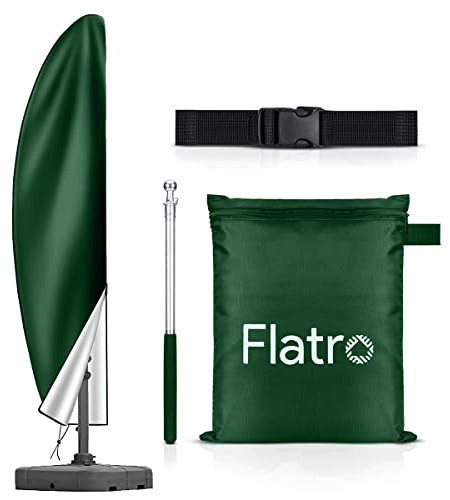 Flatro Parasol Covers Waterproof with Zipper (153 * 28 * 18 cm) - Parasol Covers for Garden and Outdoor - Waterproof, UV Protection and Weather Resistant Parasol Cover for Garden Umbrella - Green
