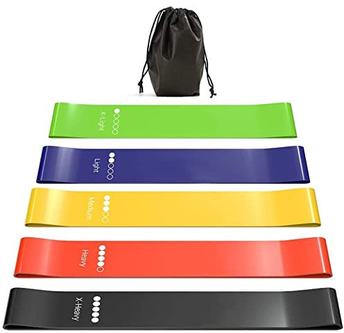 Newaner Resistance Bands Set, 5 Fitnessbänder mit Unterschiedlichen Widerstandsstufen, Fitnessband mit Aufbewahrungstasche für Pilates, Yoga, Physiotherapie, Bodybuilding, Ausbildung, Stretching