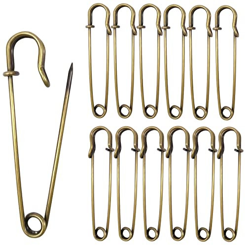 Urmspst Sicherheitsnadeln (Aufgerüstet), 7.5cm Große, 30 Stück für Kleidung, Leder, Segeltuch, Decken, Basteln, Röcke - Extragroße, Robuste (Bronze)