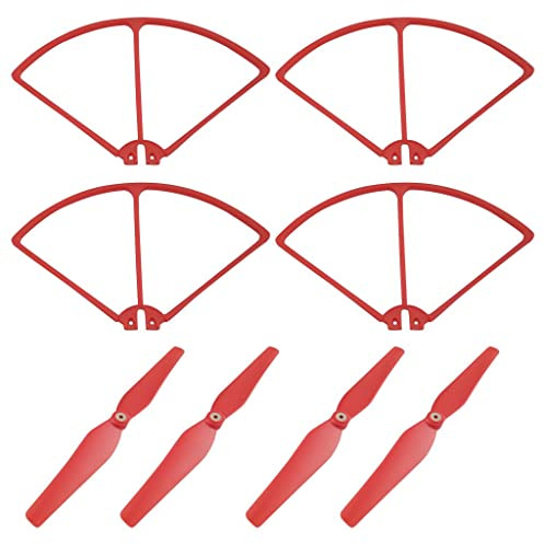 F Fityle Ersatzteile für Drohnen, Propeller + Schutzset für S70W, HS100 HS100G RC Quadcopter, 5 Farben - rot