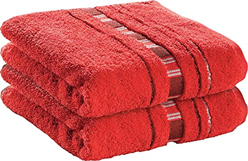 Erwin Müller Handtuch-Set 2er-Pack Achern - #500g/m² - schnell trocknend, extra saugstark, beidseitige Schlaufen - Größe 50x100 cm rot