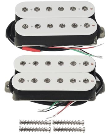 FLEOR Hals- und Steg-Pickup-Set Doppelspulen-Humbucker-Tonabnehmer für E-Gitarren-Tonabnehmer-Ersatz-Weiß
