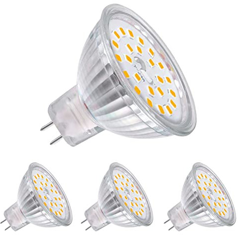 Mizlay MR16 GU5.3 LED Lampen 5W Warmweiss 500LM Ersatz für 40W Halogenstrahler, GX5.3 Sockel LED Spots Lampen, 12V AC/DC, CRI> 85 Ra, 120°Abstrahwinkel, nicht dimmbar, 4er Set