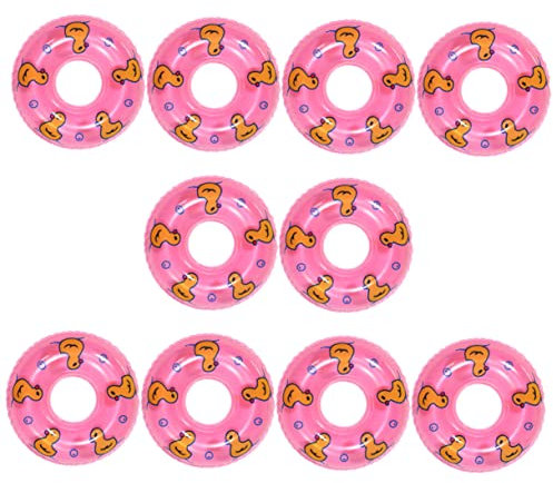 TOYANDONA Schwimmbadzubehör 10 Stücke Entlein Schwimmring Mini Ornamente Schwimmbad Spielzeug Schwimmen Schwimmt Für Halter Mini Rettungsring Mini Miniatur Schwimmring Miniatur Mini-Zubehör