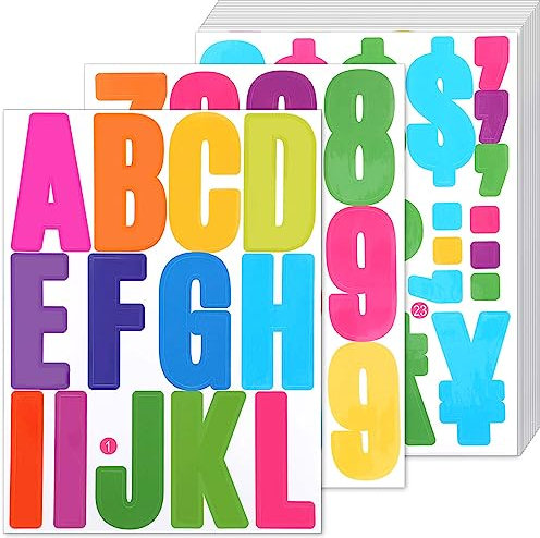 24 Blatt Selbstklebende Buchstaben, 5 cm Große Großbuchstaben Aufkleber mit 318 Zahlen und Buchstaben für Outdoor Schilder Poster Briefkästen Fenster Autos
