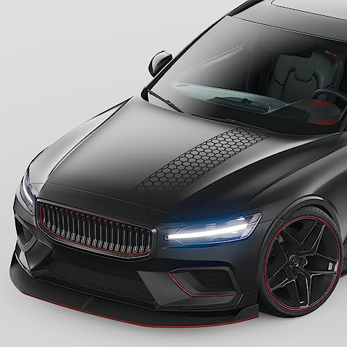 Finest Folia Rennstreifen Negativ Auto Aufkleber 120x25cm für Motorhaube Motorrad Bus Sticker Kfz Zubehör Tuning Dekor Design Folie Racing Streifen Dach KX080 (10 Schwarz Matt)