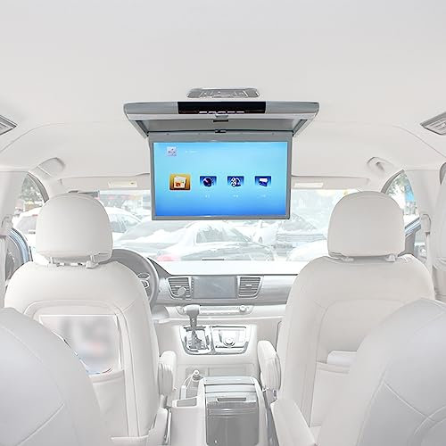 12V / 24V Universal Car Overhead Player 17 Pollici 1080P Video Car Roof Mount Monitor RV Flip Down Overhead Car Monitor Supporto Ingresso HDMI, USB, SD, FM, IR,Grey