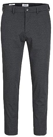 JACK & JONES Pantaloni Chino in tessuto morbido ed elasticizzato, vita normale e vestibilità slim. Bordi con risvolto. Grigio 34W / 32L Grigio scuro