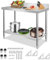 SUBTLETY 100x60x85cm Gastronomie Edelstahl Esszimmertische Küche Arbeitstisch mit Aufkantung & Verstellbare Füße Outdoor Pflanztisch Edelstahltisch BBQ Grilltisch für Lebensmittelzubereitung