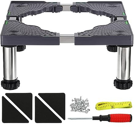 PATIKIL Mini Fridge Stand, 4 Strong Feet Laundry Stand Base Multi-Functional Adjustable Base Tray Anti-Vibration for Refrigerator Washing Machine Dryer Dishwasher AC, 7.5-8.6 Height