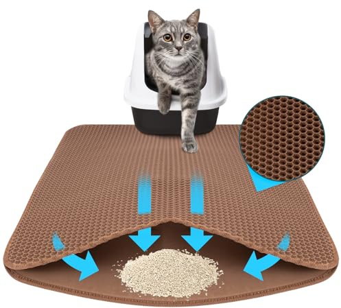 KARAT Cat Litter Mat 76 x 61 cm - Waterproof Mat for Cat Litter Tray - Cat Mat Protects Floor from Cat Litter - Mat Cat Litter Tray (Charly)