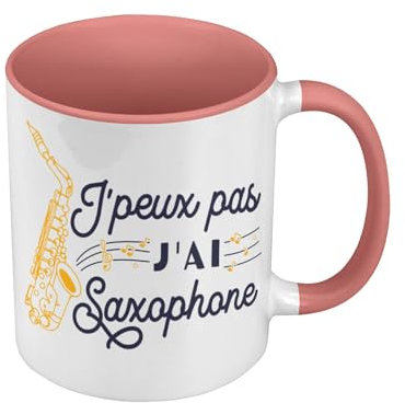 Mug de Couleur Qualité Premium Rose - J'Peux Pas J'ai Saxophone Cuivre Jazz Orchestre - Tasse avec anse et intérieur de couleur