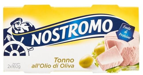 10er-Pack Nostromo Thunfisch Tonno all'Olio di Oliva,Thunfisch in Olivenöl,2x160g Dose + 1er-Pack Kostenlos Felce Azzurra Talkumpuder, 100g-Beutel