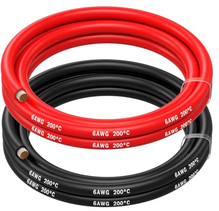 MMOBIEL AWG Cavo Elettrico Silicone - 2 Fili Separati Rosso e Nero Ciascuno per RC, Droni, Stampanti 3D, Batterie, Cavi Oratori, Strisce LED (6 Awg, 1,5m)