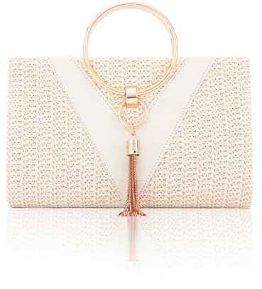 Jywmsc Stroh Clutch Geldbörsen für Damen Sommer Strandtaschen Tote Quasten Abendtasche Handtaschen
