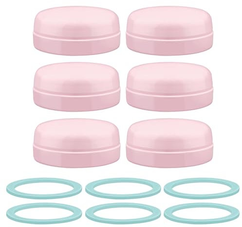 Maymom Solid Lids Aka Travel Caps w/Sealing Ring Compatible with Avent Bottle; Cap Replace Avent Natural Bottle Screw Ring n Sealing Disc; Fit Avent Anti-colic Polypropylene, Glass Bottle, Avent Pink