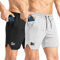 BROKIG Men's 2 Pack Lightweight Gym Shorts, Quick Dry Sport Workout Training Fitness Running Shorts Men with Zip Pocket (M, Black+Light Grey)