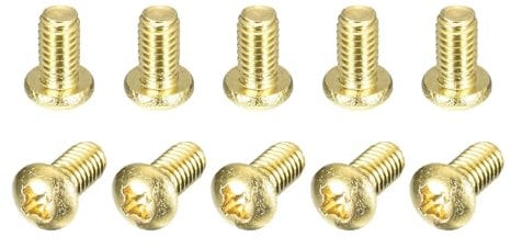 sourcing map Brass Machine Screws, M4x6mm Phillips Pan Head Fastener Bolts for Furniture, Office Equipment, Electronics 12Pcs
