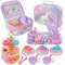 Service à Thé pour Enfants, 42 Pièces Jouets Dînette Enfant Accessoire, Jeux de Cuisine Faisant Semblant, Jeu de Rôle Princesse Licorne Tea Party Set Cadeau pour Filles 3 4 5 6 7 8 Ans