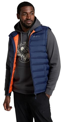 Mountain Warehouse Seasons Mens Padded Gilet - Water Resistant Gilet, Body Warmer, Lightweight Jacket, Easy to Store Coat - For Spring Summer Travelling, Walking Blue XS