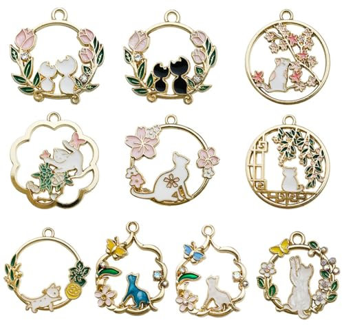 9 Stück Charms Großhandel Bulk Schmuckherstellung Anhänger für DIY Halskette Armband Ohrring Bastelbedarf Muschel Maschenmarkierer Email Legierung Häkel Stichmarkierer Charms
