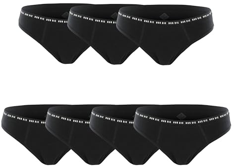 NUR DIE Periodenunterwäsche 7er Mehrpack Alles Geregelt Slip Unterhose 4X Mittelstark 3X Extrastark Blutung Bio-Baumwolle waschbar & saugfähig Menstruationsunterwäsche - Schwarz Größe