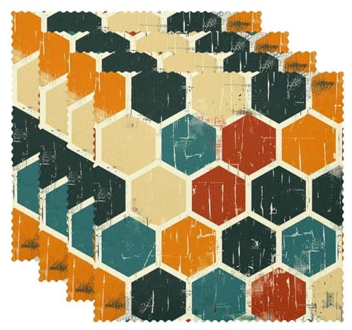 Platzsets, Tischsets, Platzsets für den Esstisch, sechseckiges geometrisches Muster, modisch, 4 Stück