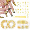 Nayyana Y2K Lot de 3 Boîtes de Breloques Dorées pour Ongles - Croix, Étoile, Rose, Lune - Décorations Chromées 3D - Accessoires de Nail Art