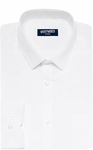 Men's Formal Long Sleeve Regular fit White Shirt | Collar Size 14.5-19 (UK, Neck, 15.5, 15.5, Regular, White)