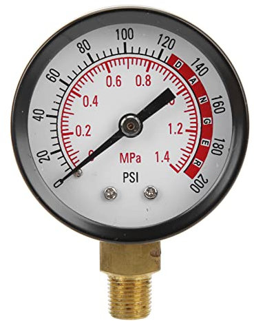 Yuecoom Y50 Radial-Manometergerät mit kreisförmigem Zifferblatt für Luft, Öl, Wasser, 1/8 Zoll NPT, 0–1,4 MPa, 0–200 psi, Wasserdruckprüfgerät für Schwimmbäder