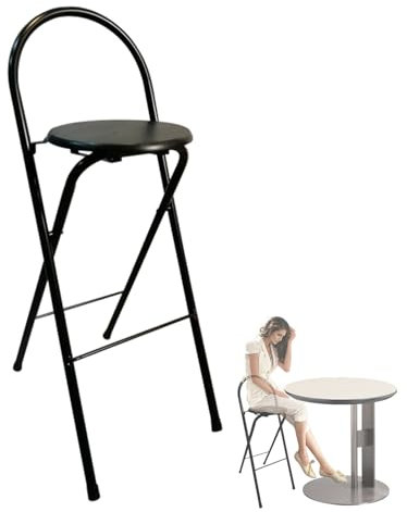 Tragbarer, faltbarer Hocker mit runder Sitzfläche, Klappstuhl für Küche, Bar, 120 kg Kapazität, 65 cm, ideal für Erwachsene