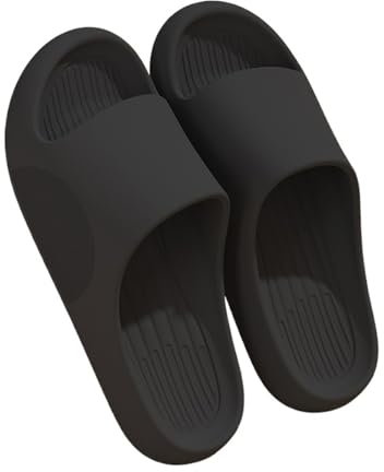 MFUZHAGN2024 Sandales Pantoufles de salle de bain for hommes, sandales de douche douces et antidérapantes, chaussures de plage d'intérieur et de maison for hommes Sandales Femme été(Noir,48-49)