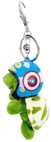 WUSJCOF Porte-clés en Forme de Tortue de Moto, Pendentif en Peluche, Décoration de Dessin Animé Vert, Personnalisé