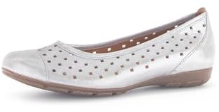 Gabor Damen Klassische Ballerinas, Frauen Flats,Ausgehschuhe,Abendschuhe,Slip-ons,Freizeitschuhe,sportlich,Ballerinen,Pumps,Silber,40.5 EU / 7 UK