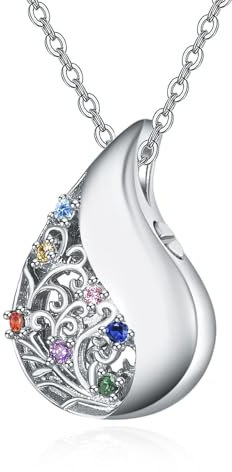 KINGWHYTE Ashes Necklace 925 Sterling Silver Tree of Life Urn Necklace for Ashes Memorial Cremation for Ash Keepsake Jewellery with Funnel Filler
