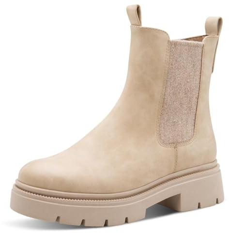 MARCO TOZZI Damen Chelsea Boots mit Reißverschluss Vegan, Beige (Beige), 38 EU