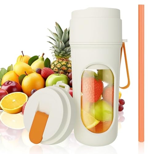 Smoothie Maker to Go, 450 ml Portable Blender, Portable Blender with 12 Blades Stainless Steel, Mini Mixer for Shakes, USB Stand Mixer, Small for Gym, Office, Camping, Travel (1500 mAh, Orange)