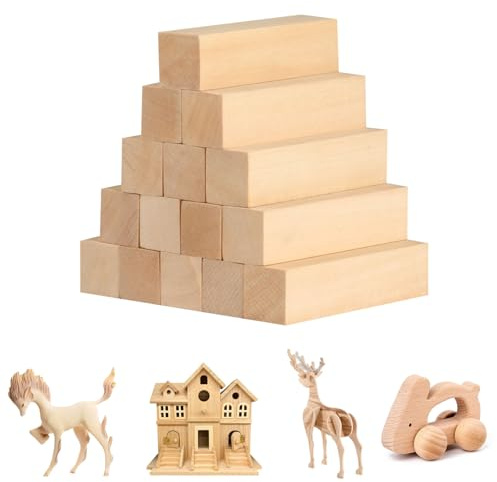 15 Stück 10x2,5x2,5cm Weiches Lindenholz | Einheitliche Größe 10 X 2,5 X 2,5 Cm – Perfekt Für Kleine Figuren, Anhänger, Briefbeschwerer Und Reliefs.