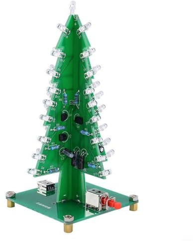 CYRENT 3D-LED-Weihnachtsbaum, DIY-Set, elektronisches Blinkprojekt mit 3 doppelseitigen Leiterplatten, 36 LEDs, manuelles Löten für STEM-Lernen, Nachtdekoration, Grün, 60 x 60 x 136 mm (7 Farben)