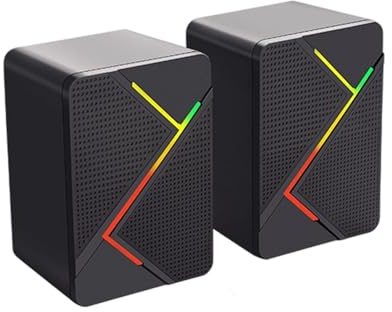 HINAYOSAN Kleiner Lautsprecher, bunte Farben, LED, Multimedia, USB-Soundbox mit Sockel für Desktop-Gaming und Musik-Soundbar mit lebendigen Farbeffekten