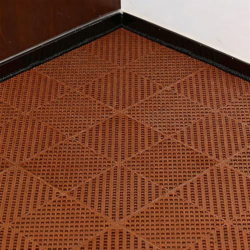 Fallschutzmatten Outdoor 11,8 X 11,8 zoll Fitness Matten Bodenmatte Garagen Drainagematte Eingangshalle Wohnzimmer(Brown,6pieces)
