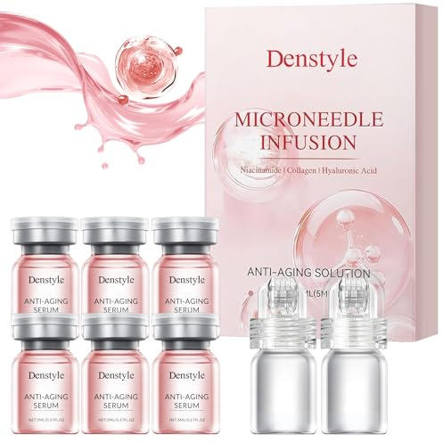 Micro Infusion System für Gesicht, PDRN Serum & Hyaluronsäure für Damen | Niacinamide Serum Microneedling Set, Reduziert Falten & Macht die Haut Glatter für alle Hauttypen-2 Roller + 6 Serum