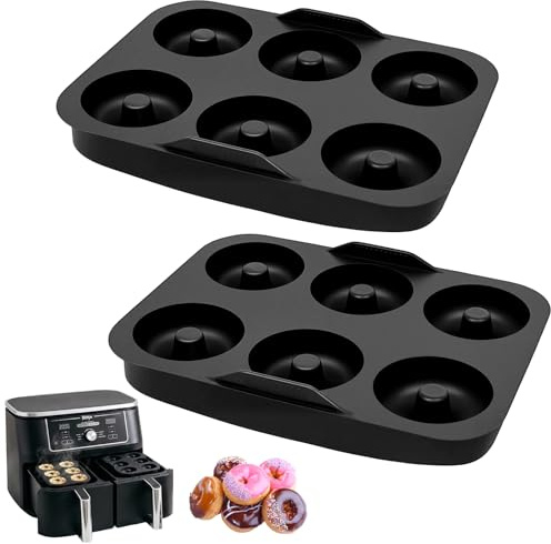 2 Donut Form Silikon Backform, 6 Mini Muffins,SpüLmaschinenfest,für Kuchen | Bpa-Freies Silikon, Leicht Zu Reinigen, Antihaftbeschichtung, HitzebestäNdig Bis 230 °C,für Ninja A/Af400/451/500/Sl400