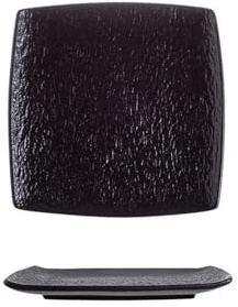 Piatti Cena Piatti piani in ceramica opaca da 9 pollici, piatti quadrati quadrati neri bianchi retrò(Black)