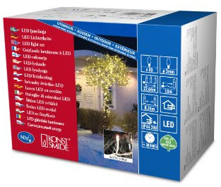 Konstsmide Micro LED Lichterkette, 80 warm weiße Dioden, 24V Außentrafo, weißes Kabel - 3611-102