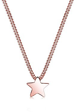 Elli Women Genuine Jewellery Necklace Chain with Pendant Star Astro Trend Filigree 925 Sterling Silver Rose Gold Plated Length 45 cm